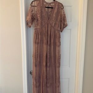 Pinkblush Elegant Lace Maxi Dress in Mauve